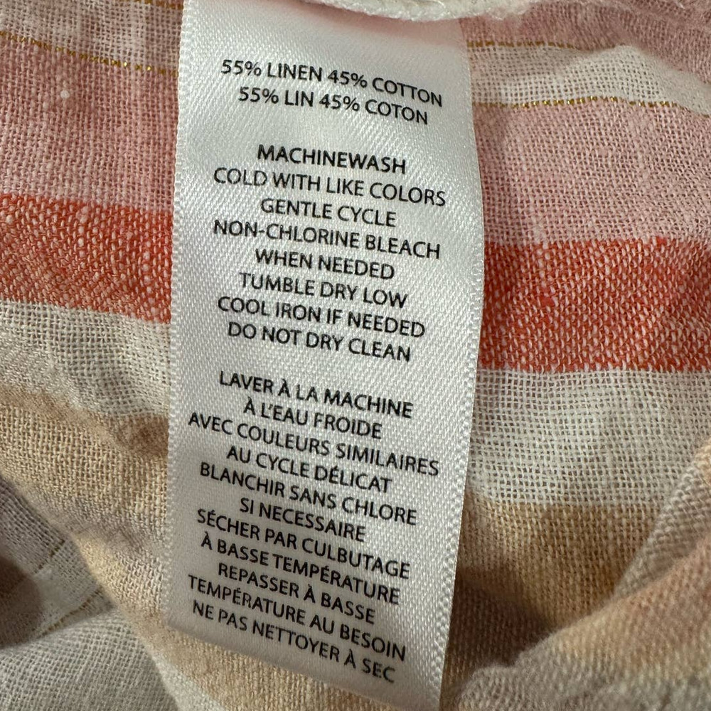 beachlunchlounge Linen Striped Button Down Shirt - Size M - Picture 8 of 8